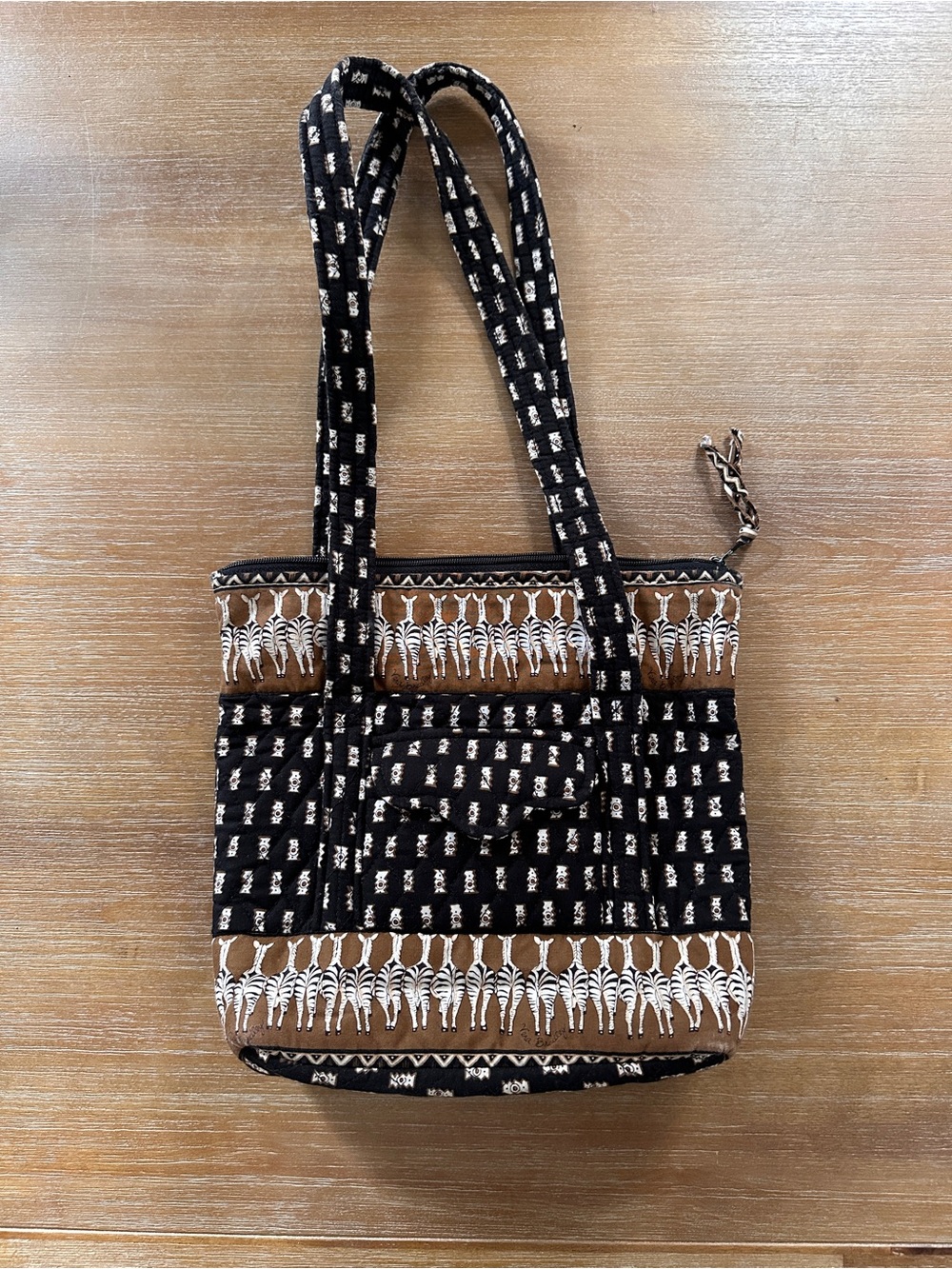 Vera Bradley Black and Brown Patterned Woven Tote